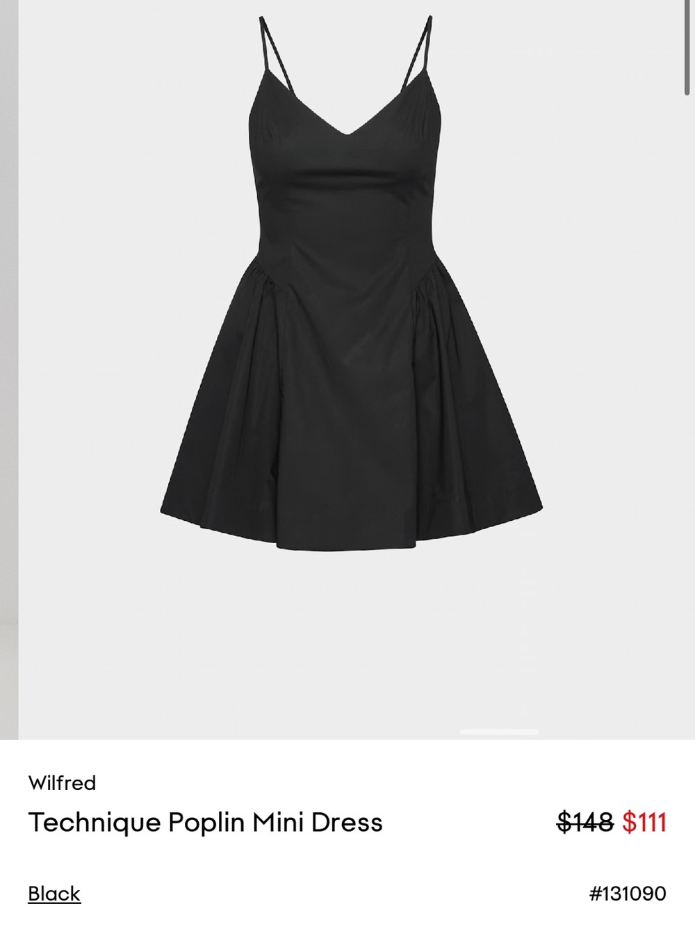 aritzia black cotton mini dress